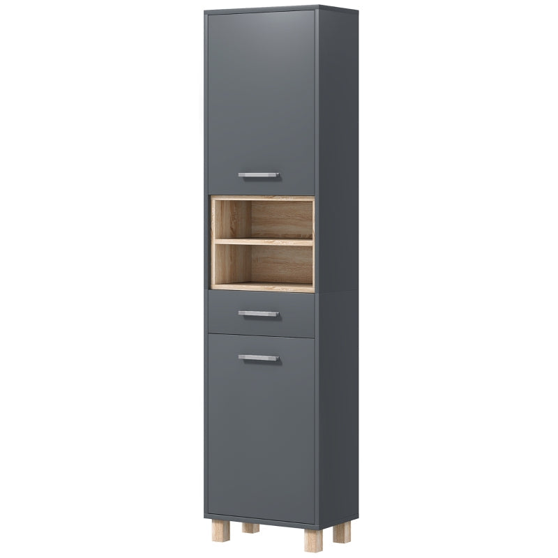 Bathroom Storage Cabinet – Tall Freestanding with Open Shelves & Drawer
