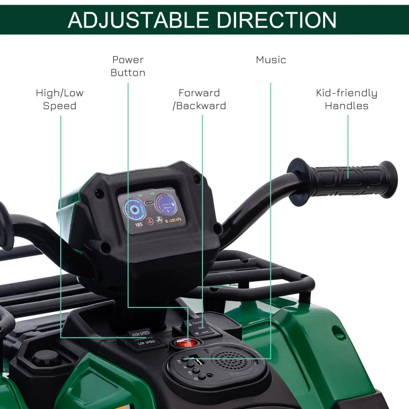 Ride-On 12V Kids Quad Bike ATV with Music, LED Lights, Forward & Reverse – Ages 3-5