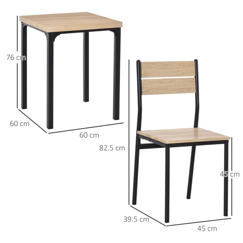 Three-Piece Dining Set – Compact & Minimal, Light Wood Grain