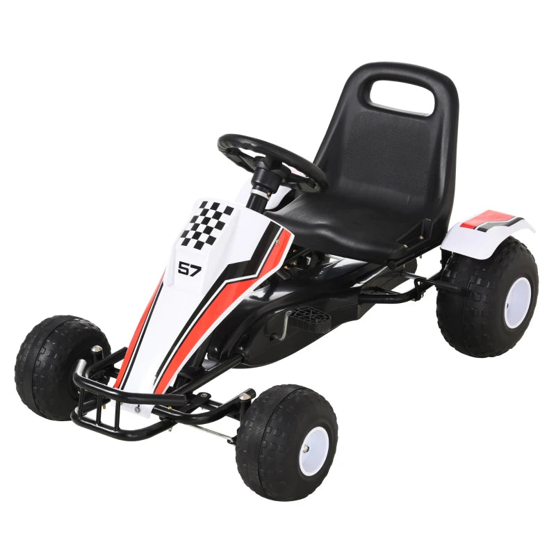 Racing-Style Kids Pedal Go Kart with Brake, Gears & Adjustable Seat 4 Wheels 104x66x57cm