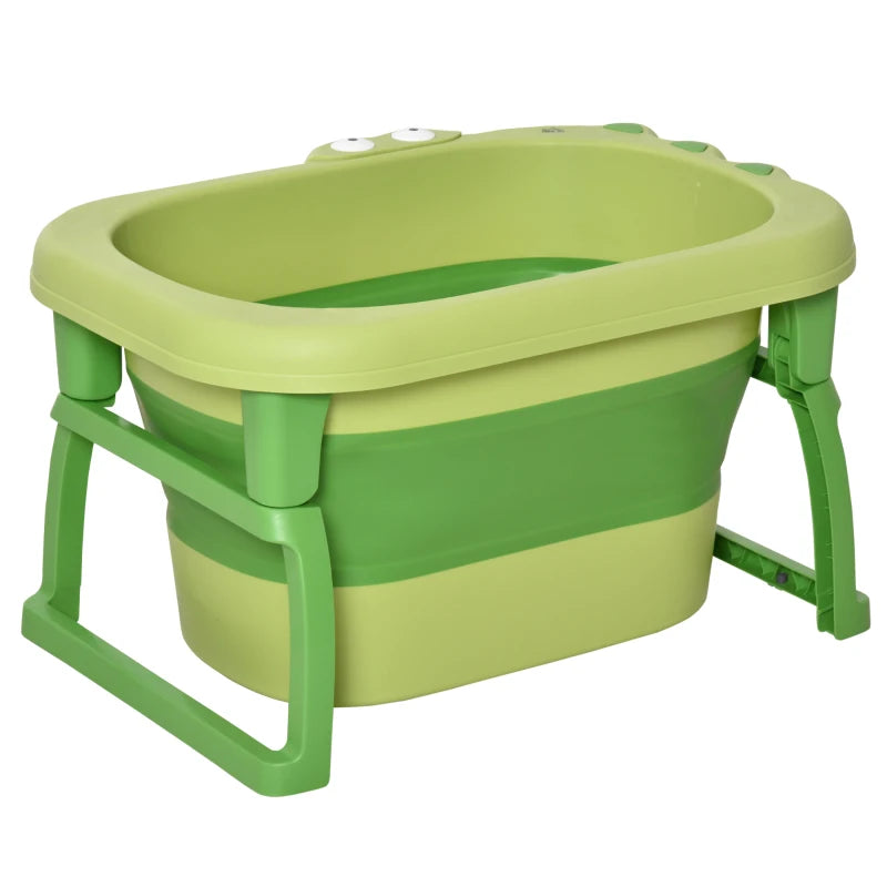 Baby Foldable Bathtub with Built-In Stool for Easy Bath Time – Green