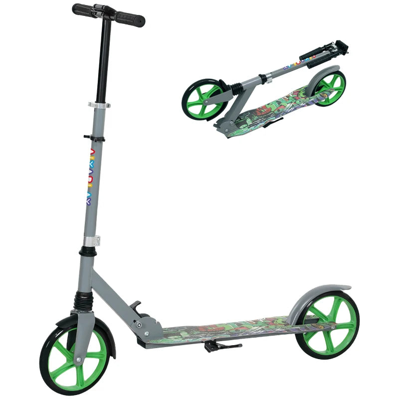 200mm Wheel Foldable Kids Scooter with Adjustable Handlebar & Brake – Green, 6-12
