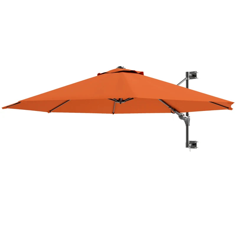 Orange Wall-Mounted Parasol Shade with Handle – Outdoor 3m Umbrella