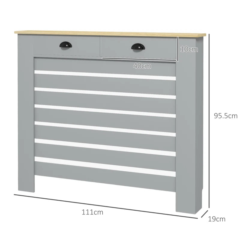 95.5 x 111cm Radiator Cover, Grey Finish with Handy Top Drawer