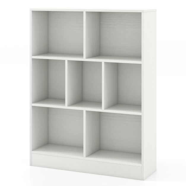 Kids and Living Room 7-Cube Bookshelf with Anti-Tip Safety Kits