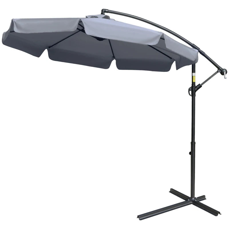 Outdoor Dark Grey Banana Parasol with Sturdy Cross Base and Convenient Crank – 2.7m