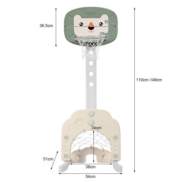 3-in-1 Basketball Hoop Set with Stand and Five Adjustable Height Levels