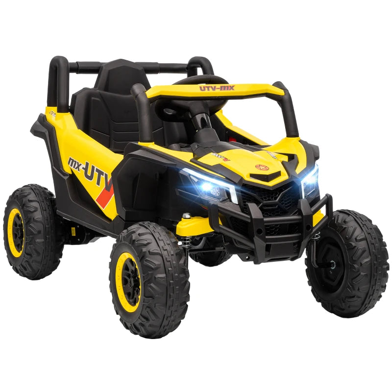 Yellow 12V Kids Ride-On Car – Remote Control, Suspension System, Music – Ages 3-5