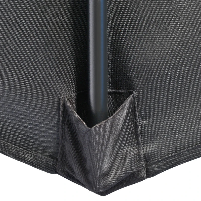 Balcony & Garden 3m Half Parasol with Crank Handle, Metal Frame, Semi-Round, Black