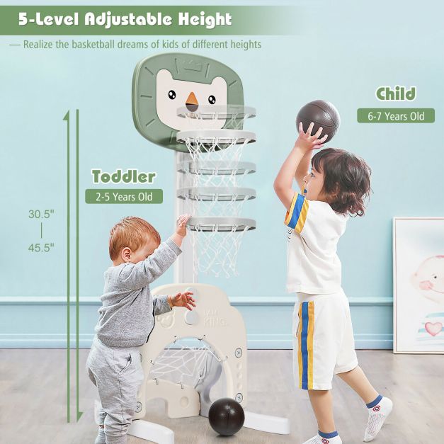 3-in-1 Basketball Hoop Set with Stand and Five Adjustable Height Levels