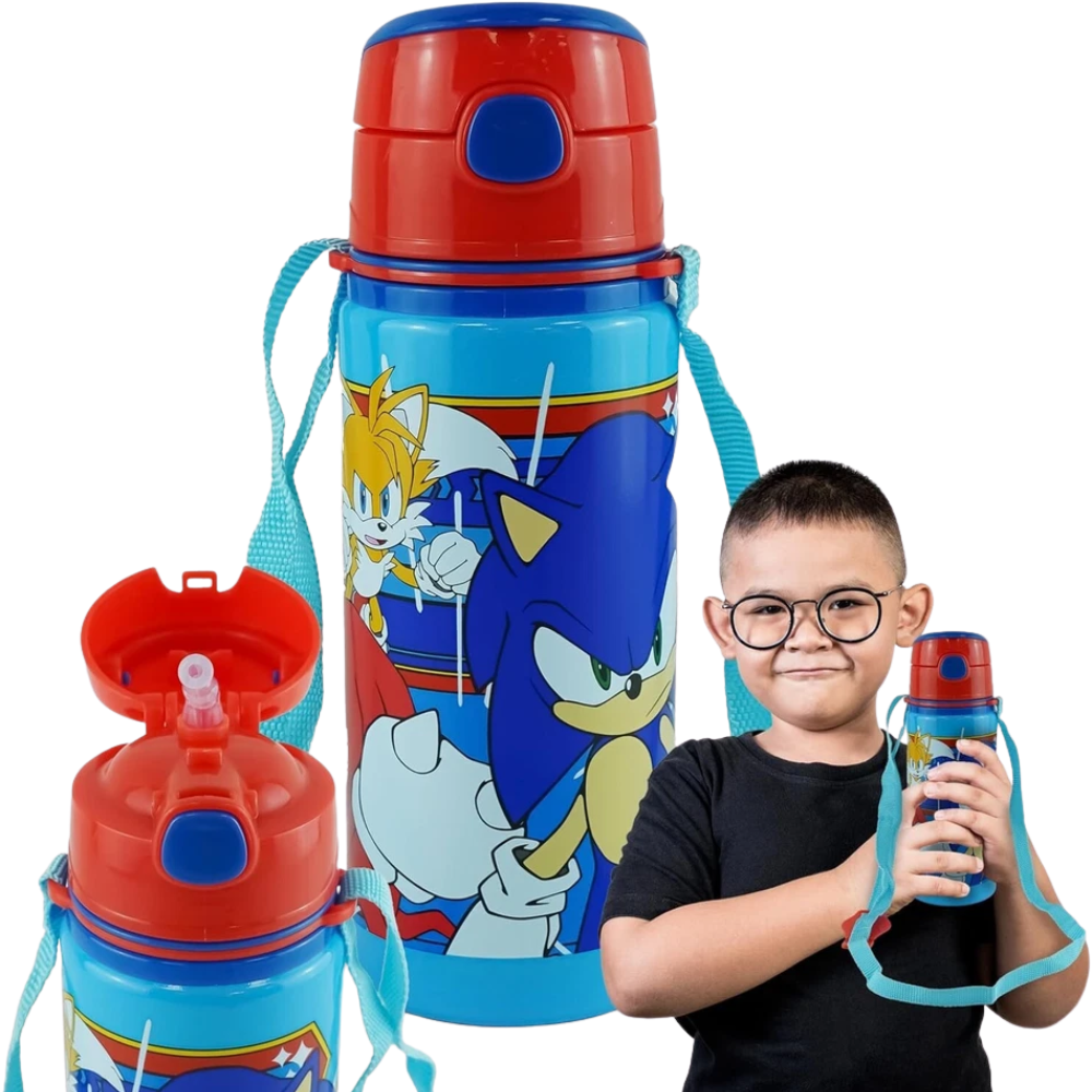 Back to School Kids Aluminium Flask 600ml Push Button Hot Cold Water Bottle