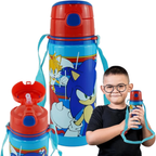 Back to School Kids Aluminium Flask 600ml Push Button Hot Cold Water Bottle