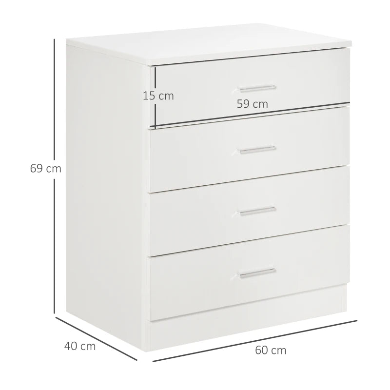 4-Drawer Chest with Metal Rails and Anti-Tip, Perfect for Playroom