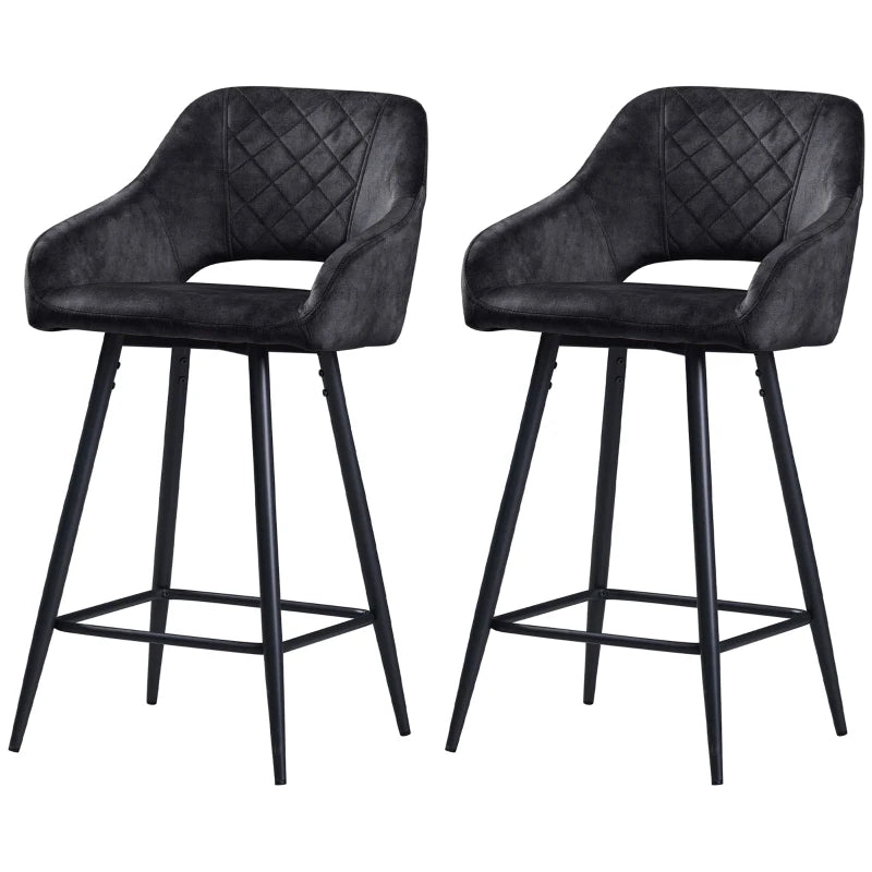 Grey Velvet Bar Stools Set of Two – Soft Upholstery & Sleek Style