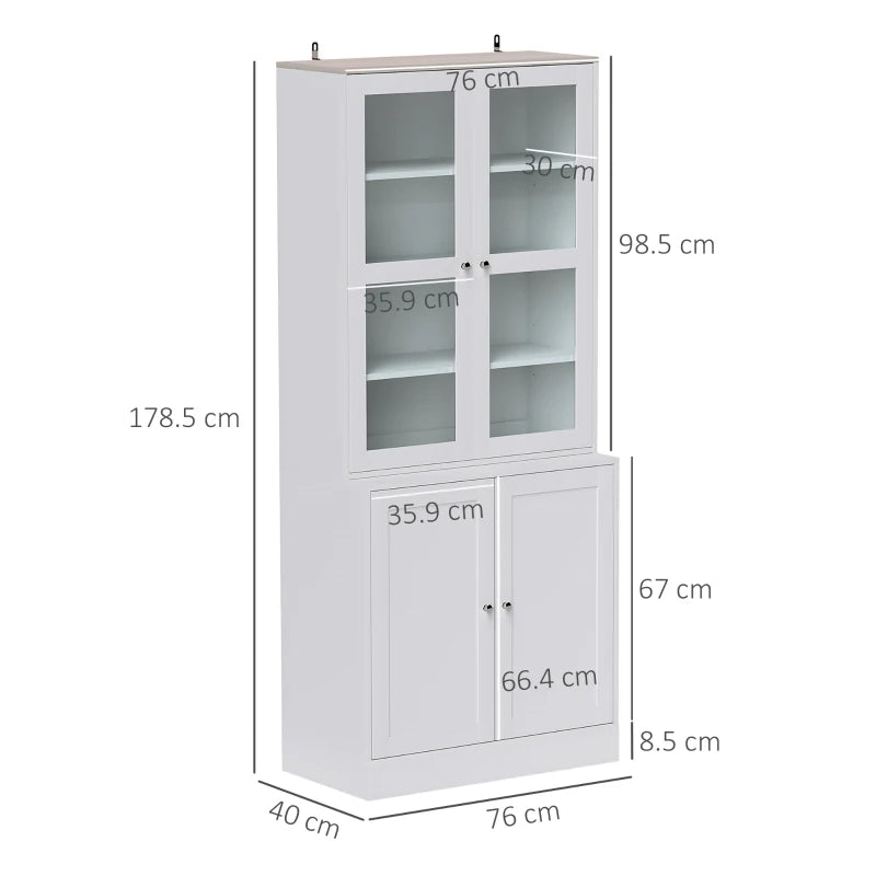 White Double Storage Cabinet – Display Cabinet with Glass Doors