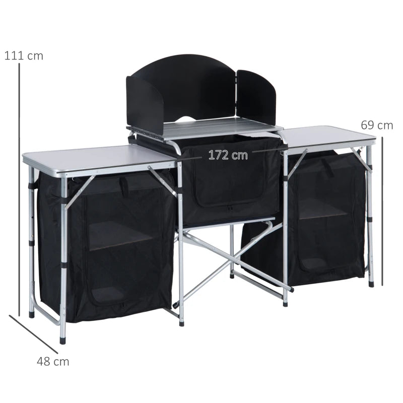 Portable Camping Kitchen with Heat-Resistant Tabletops & Bag