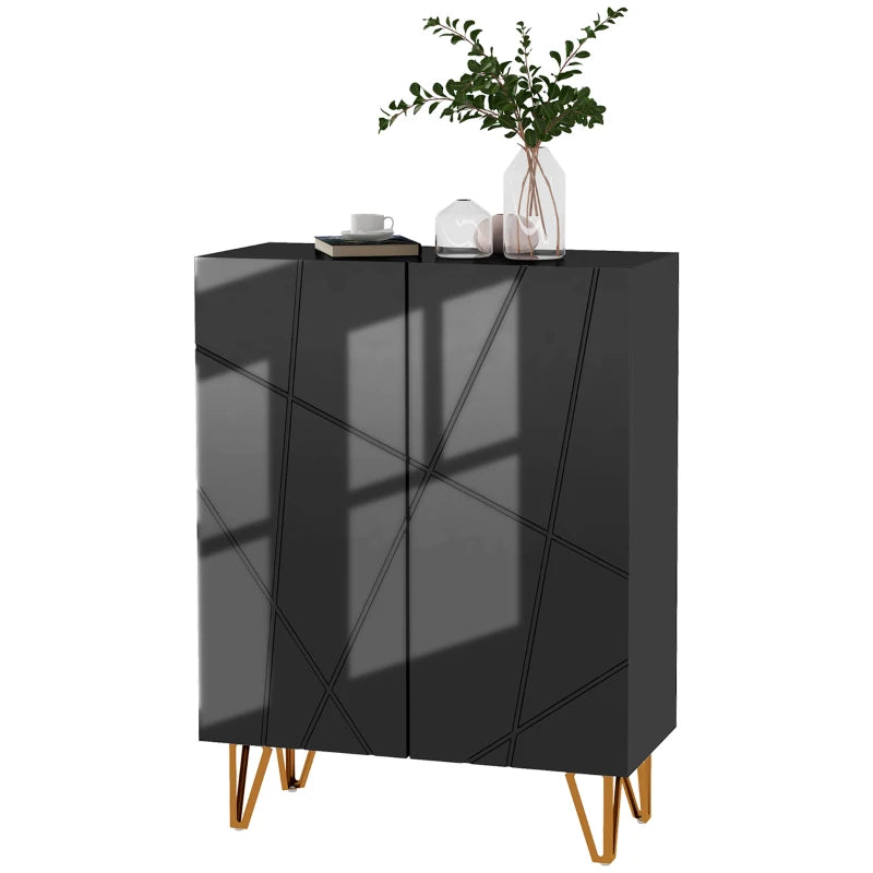 Slim Shoe Storage Cabinet – Black, Holds 15–20 Pairs, Soft-Close