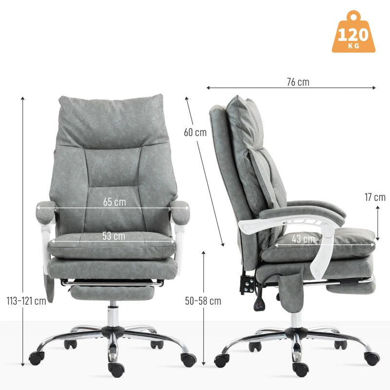 Grey Faux Leather Office Chair with Inflatable Lumbar