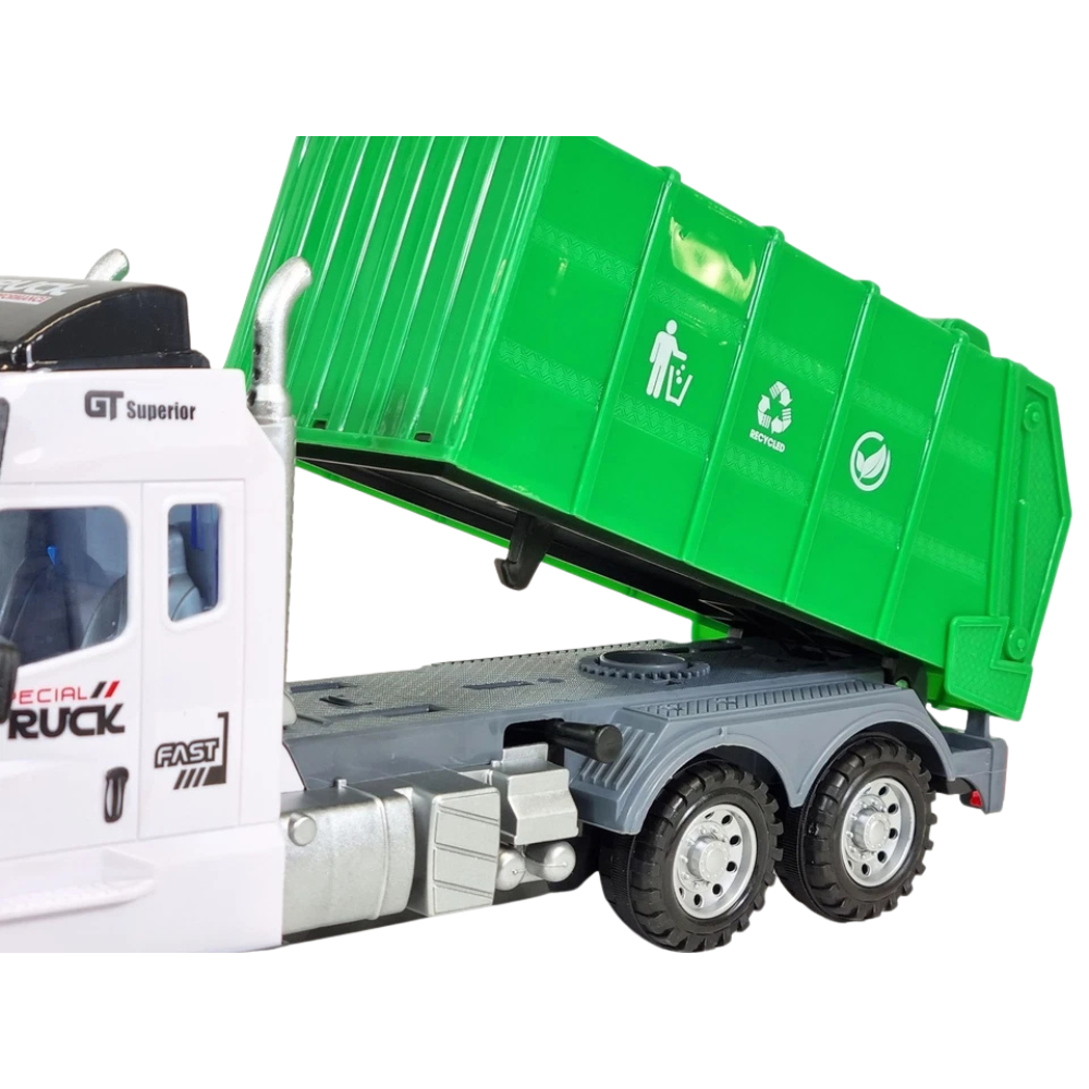 Rc Garbage Truck Toy with Lights Sounds Tipper Bin Steering Wheel Remote Control 3+