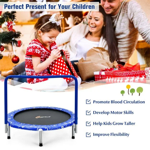Outdoor Folding Trampoline for Children with Safety Padding and Handle