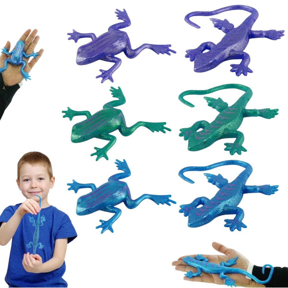 Sticky Stretchy Fidget Toys Frogs Lizards Rubber Reptile Sensory Toys Kids 3+ Years