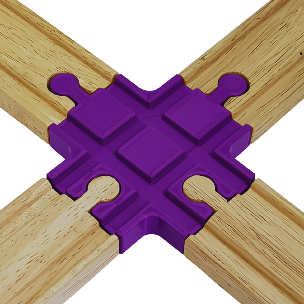 4-Way Wooden Train Track Crossing Adapter Compatible with Brio Lillabo & Bigjigs 3D Printed
