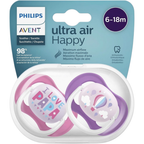 Philips Avent Baby Soothers 2 Pack Orthodontic BPA-Free Silicone Dummies with Hygienic Cap