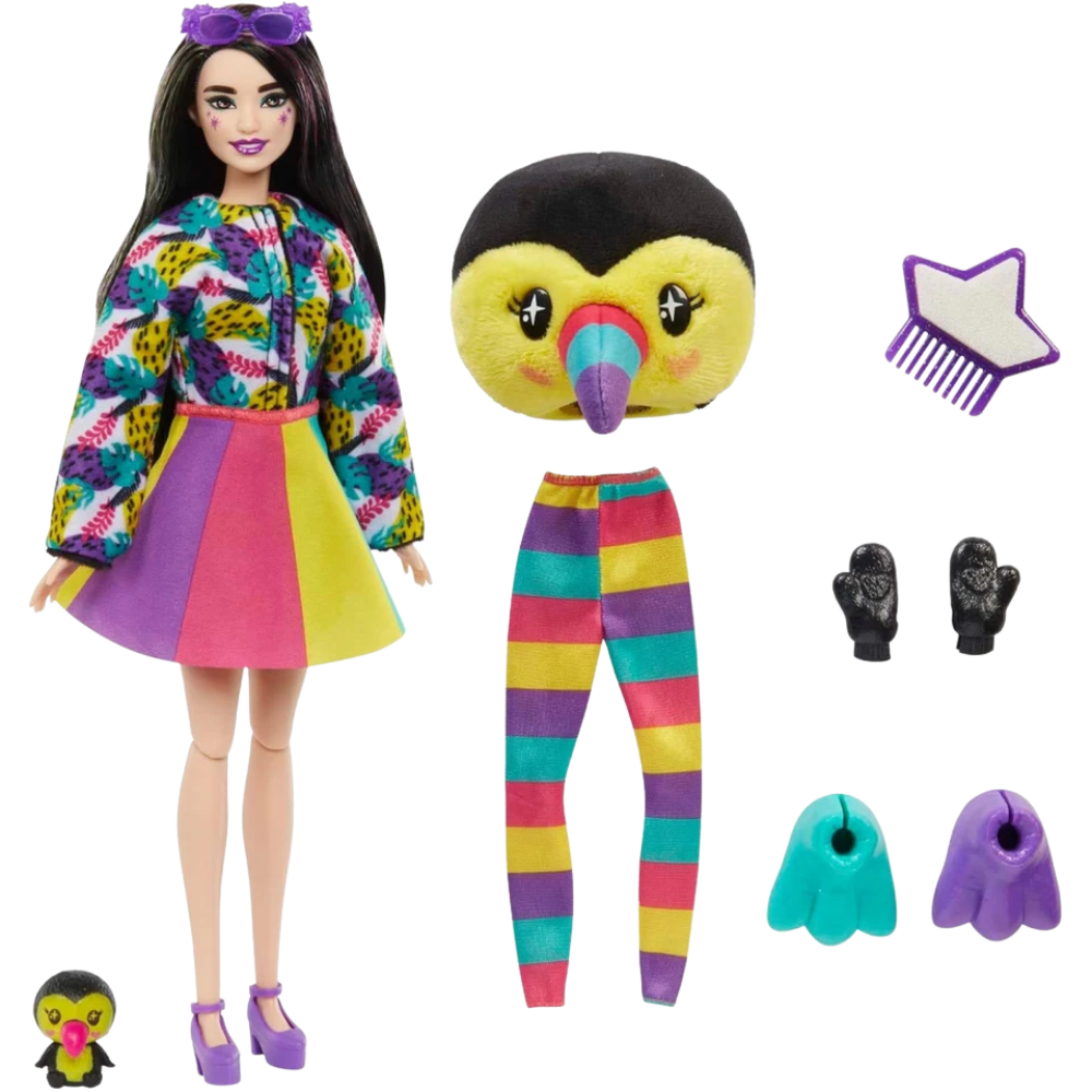 Barbie Cutie Reveal Toucan Jungle Series Plush Doll New Soft Cuddly Collectible Toy Gift