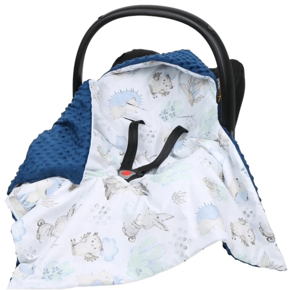 Baby Car Seat Hooded Blanket Double-Sided Soft Cotton Cozy Travel Cover for Infant