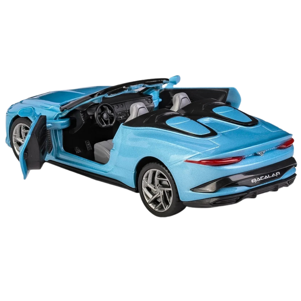 MSZ Bentley Mulliner Bacalar Blue 1:34 Scale Diecast Model Car Toy with Opening Doors