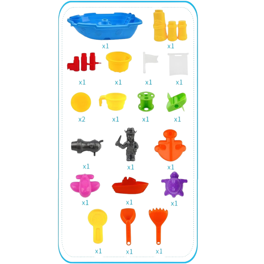 RLS Pirate Ship Sand and Water Table 24-Piece Outdoor Garden Toy for Kids