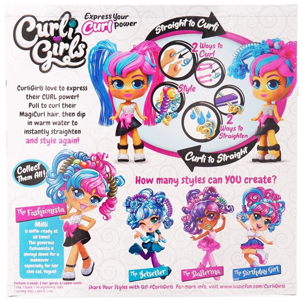 Curli Girls Mookie Fashionista Doll Express Your Curl Power Hair Styling Toy Set Kids 3+
