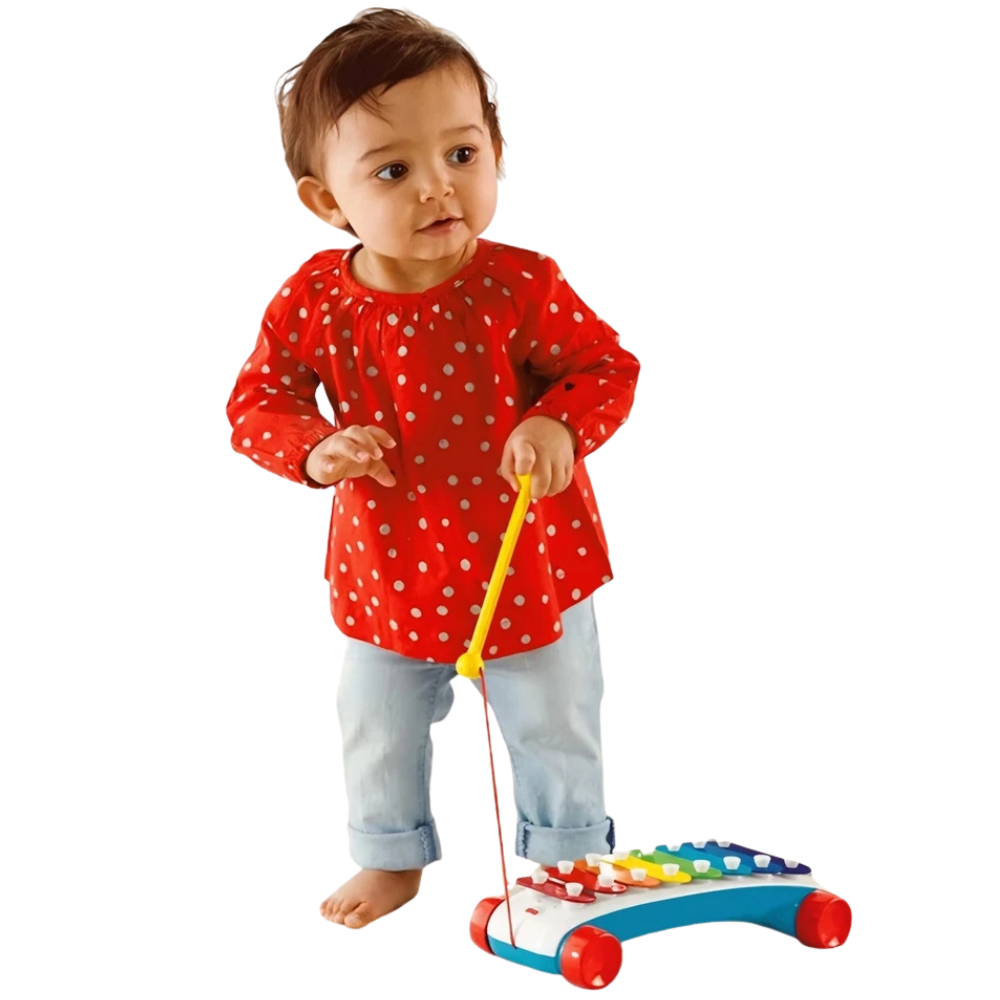 Fisher-Price Baby Xylophone Pull Toy Musical Instrument with Drumstick