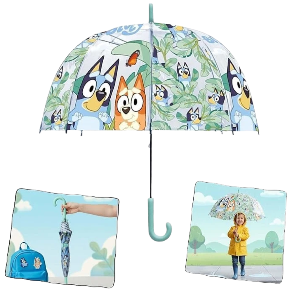 Kids Character Dome Umbrella 70cm Windproof Bubble Brolly