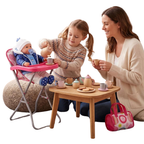 BiBi Doll Baby Doll High Chair Folding Pretend Play Furniture Pink Up to 20 Inch Dolls