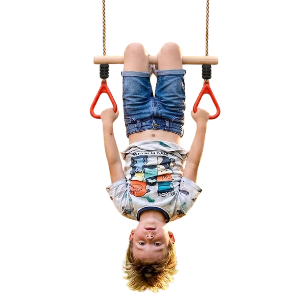 Round Swing Seat & Wooden Trapeze Bar Children's Climbing Frame Accessories