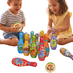 Kids Dinosaur Bowling Set 10 Pins & 2 Balls Soft Foam Skittles Game