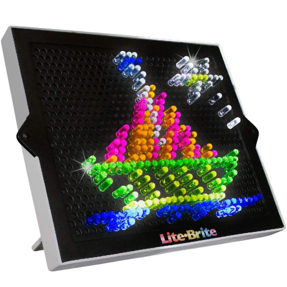 Lite-Brite Refill Set 100 Colourful Pegs & 8 Templates Creative Glow Art Craft Kit