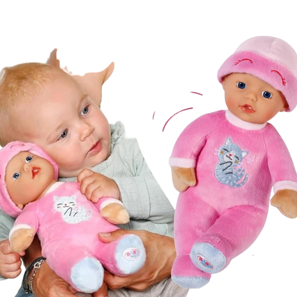 BABY born Sleepy Pink Soft Baby Doll 30cm with Integrated Rattle, Cat Romper and Hat from Birth