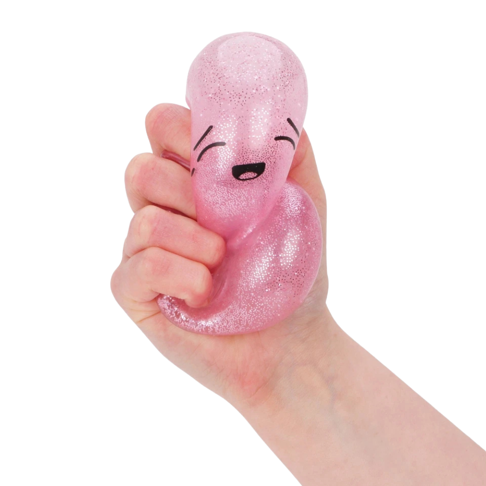 Toyland® Glitter Pink Squishy Bao Dumpling Fidget Toy with Reusable Steamer Box – Sensory Squeeze Toy Ages 3+