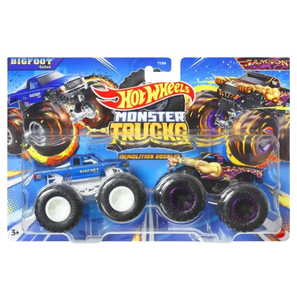 Hot Wheels Monster Trucks Demolition Doubles 2-Pack 1:64 Scale Die-Cast Monster Truck Set Collectible Toy Vehicles