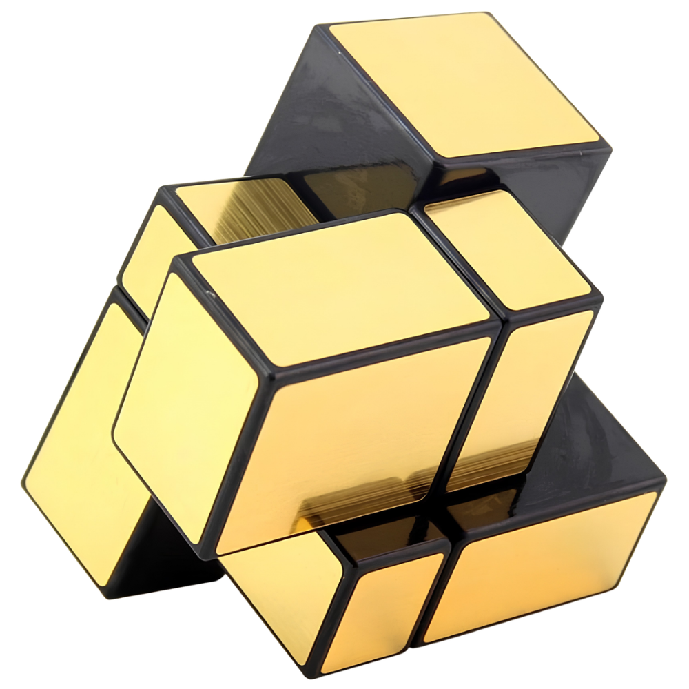 QiYi 2x2 Gold Mirror Cube Puzzle, Smooth Twist Shape Mod Brain Teaser for Kids and Adults