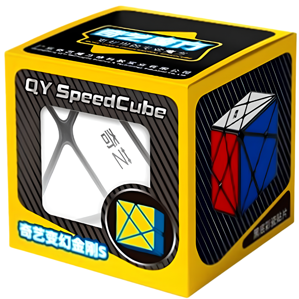 QiYi Axis Cube Black Sticker Speed Puzzle, 3x3 Shape Mod Brain Teaser for Kids and Adults