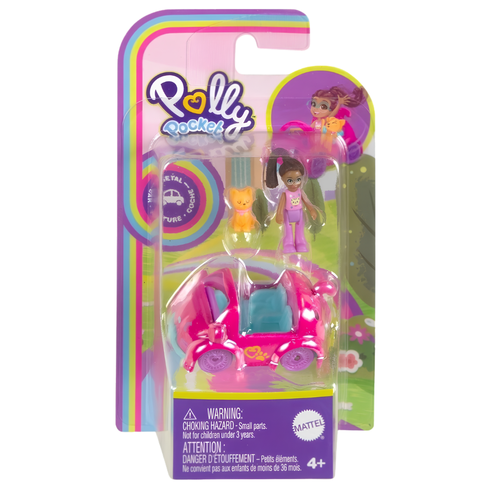 Polly Pocket Compact Playset with Micro Dolls & Metal Vehicle Mattel Gvm22 / Hkv55