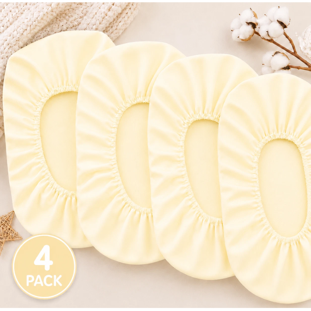 4 Pack 100% Cotton Jersey Fitted Sheets 75x30cm for Moses Basket Pram Bassinet