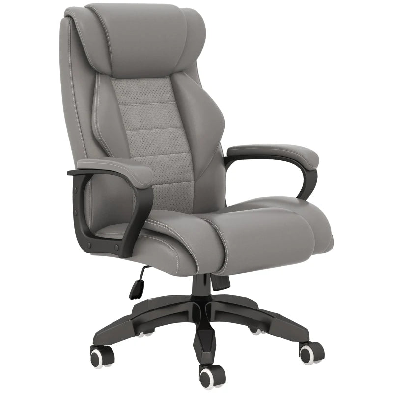 Grey Computer Chair – 6-Point Massage & Heat, Armrests