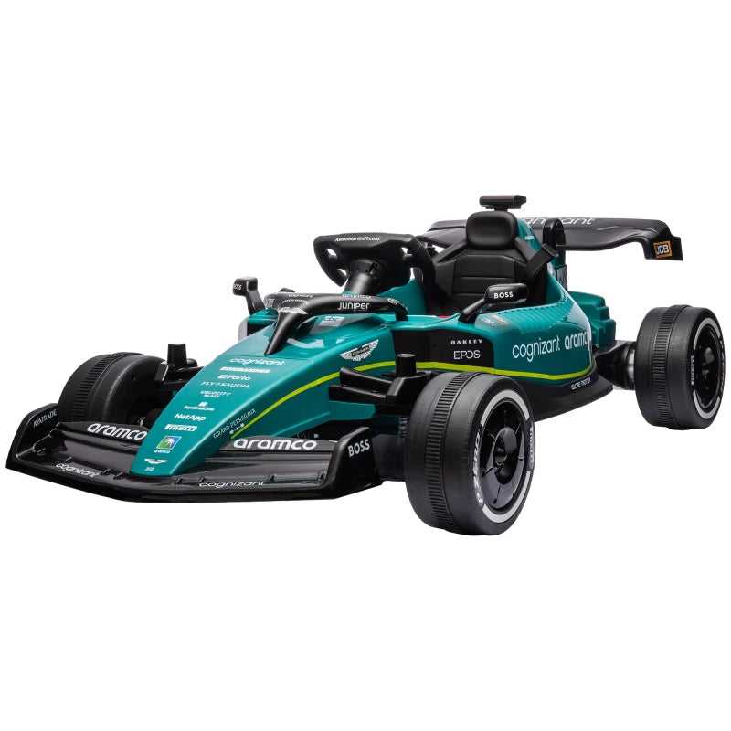 Kids 12V Aston Martin Licensed Ride-On Kart with Bluetooth, Music & Lights - Green