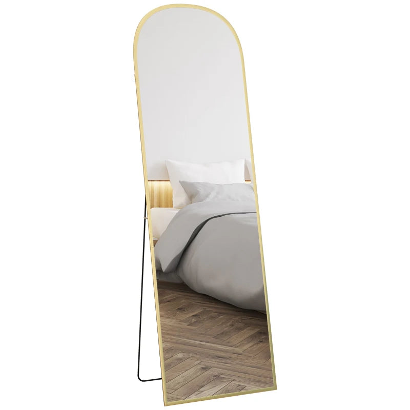 Floor Mirror 162cm – Gold Finish with Sleek Aluminium Standing Frame
