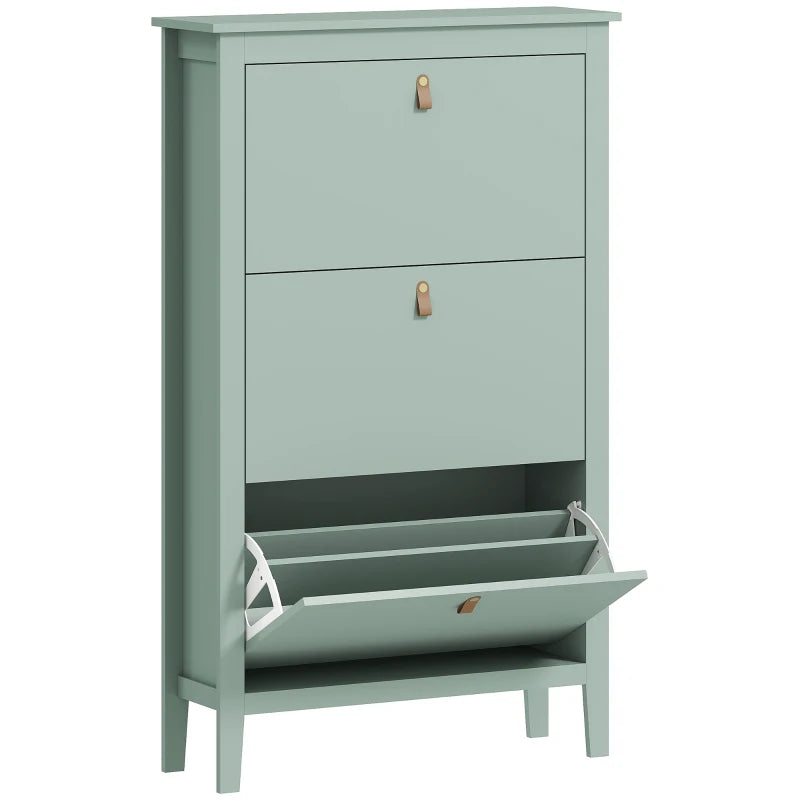 Green Shoe Cabinet – Modern Slim 3-Drawer Storage for Hall or Bedroom
