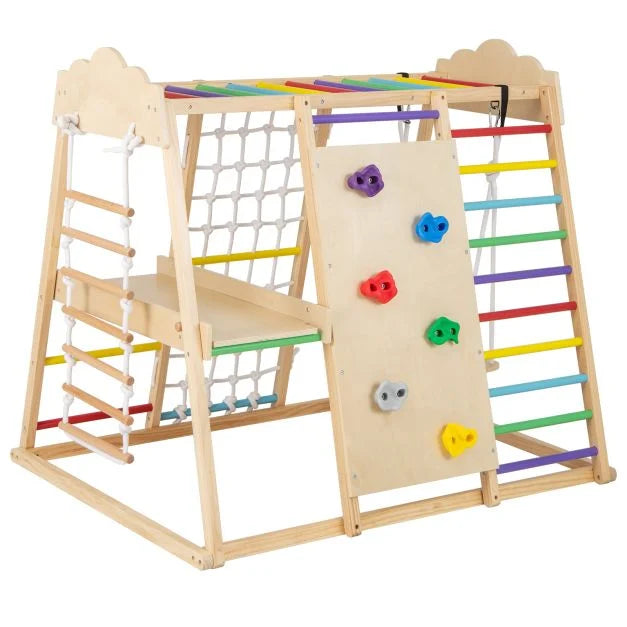 8-in-1 Indoor Wooden Jungle Gym for Kids – Montessori Climbing Toys